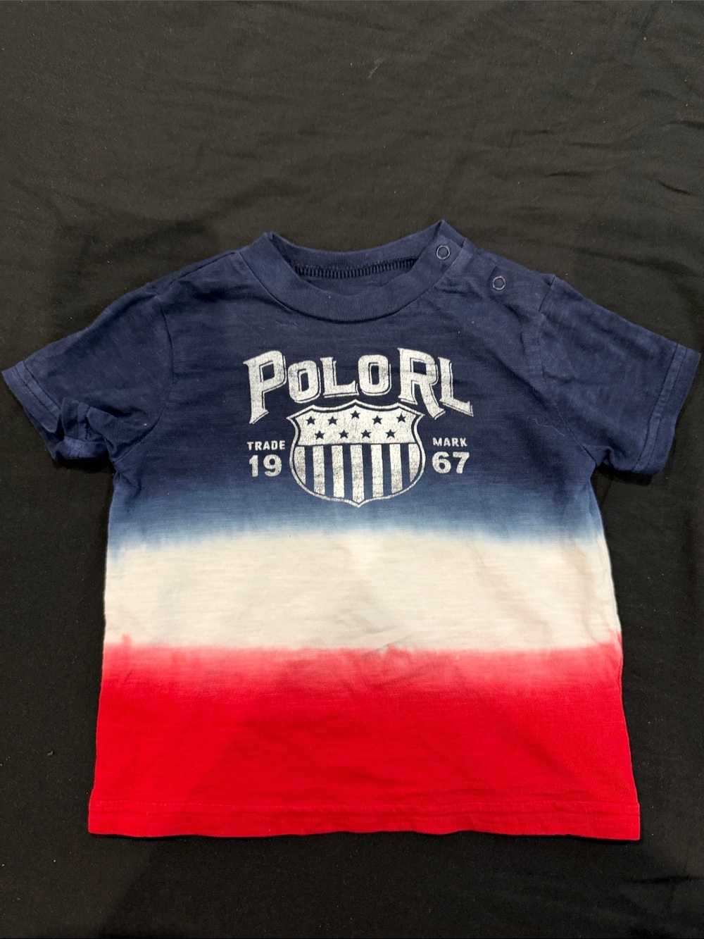 Polo by Ralph Lauren Kids' Short Sleeve Dip-Dye Tee in Navy, White & Red